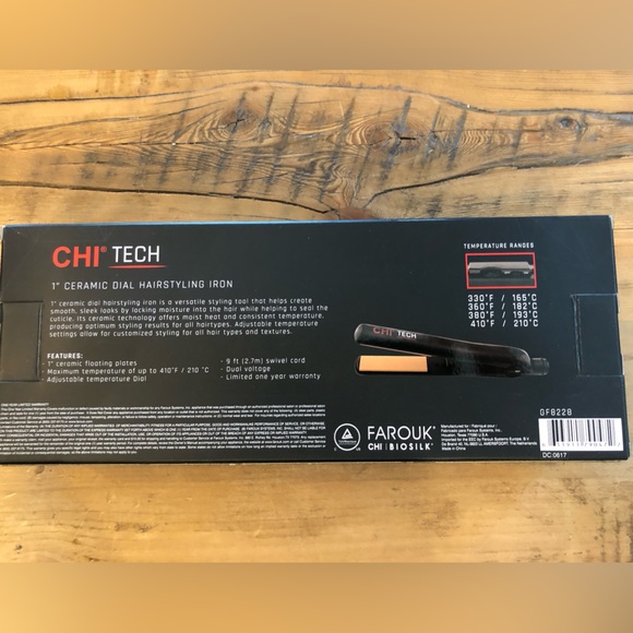 CHI Tech Farouk 1" Ceramic flat iron new in box flattens curls straightens - Picture 2 of 6